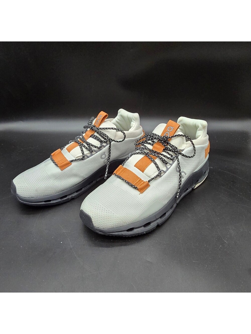 On Cloudnova White Pecan Sneakers Mens US 9.5 Grey Orange Running Shoes 26.99182